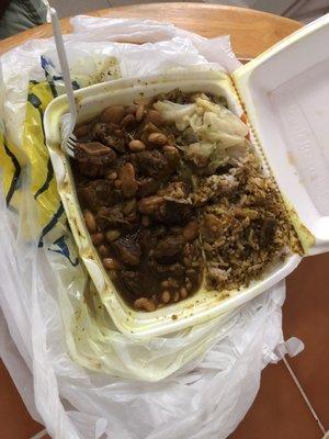 Curry goat and oxtail combo