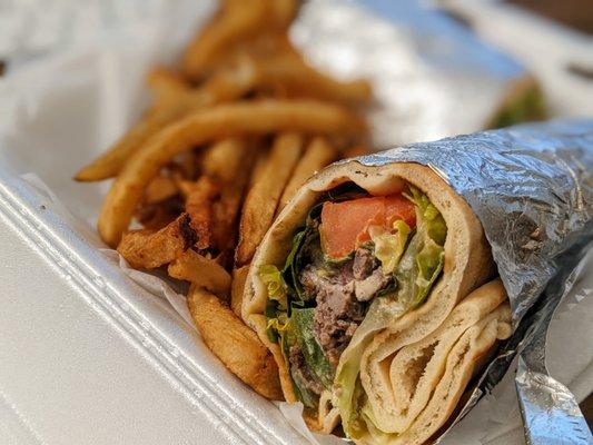 Shawarma Pita with a side of fries