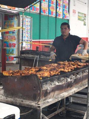 Grilled chicken on charcoal