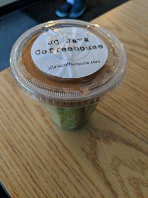 Celery and peanut butter cup togo