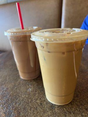 Iced mocha and iced honey vanilla latte