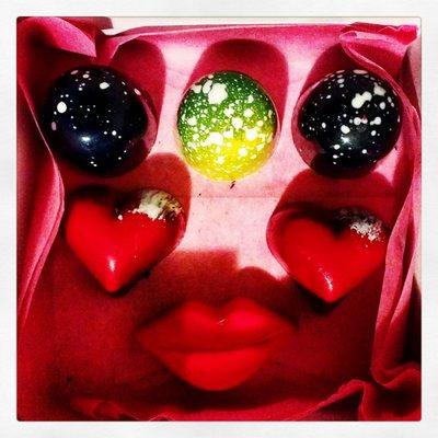 Oreo, key lime, Oreo, dark chocolate cheesecake hearts, strawberry white chocolate lips