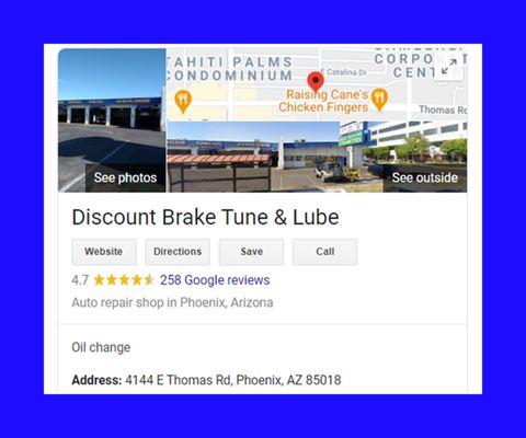 Our Google Review rating is a 4.7 Star with 258 Google Reviews!