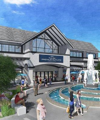 Exterior rendering of what Tulsa Premium Outlets will look like