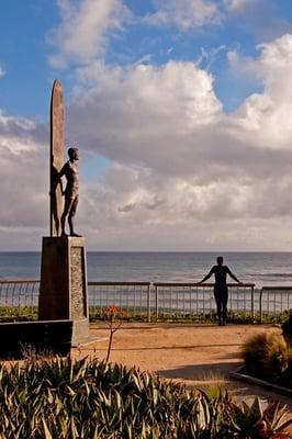 Surfing statue on west cliff drive