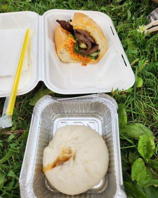 Pork bao and a steak bahn mi.