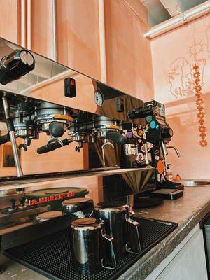 full espresso bar featuring single-origin coffee from our partners Abracadabra Woodstock, VT