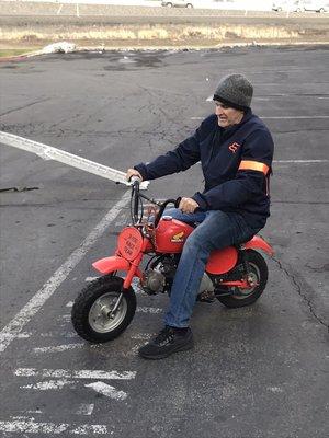 Vince B on an old Honda 50.