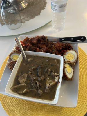 GOAT MEAT PEPPERSOUP, GIZDODO, SCOTCH EGG (1)