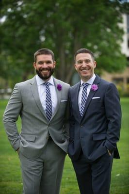 Me and my groomsman.  Haircut done by Isais.