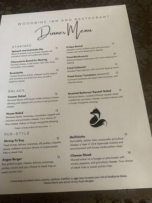 Dinner Menu