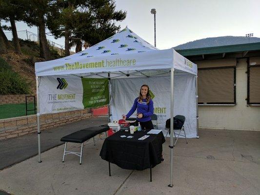 Dr. Treadway setting up the mobile clinic before the San Bernardino Rotary Club TinMan Triathlon