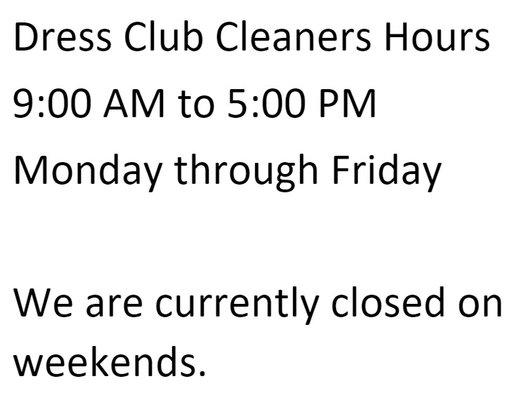 We are under new ownership and have new hours.