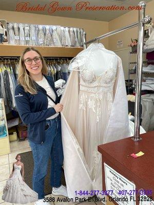 Another happy bride picking up her wedding gown.  Thank you dear bride for choosing us.