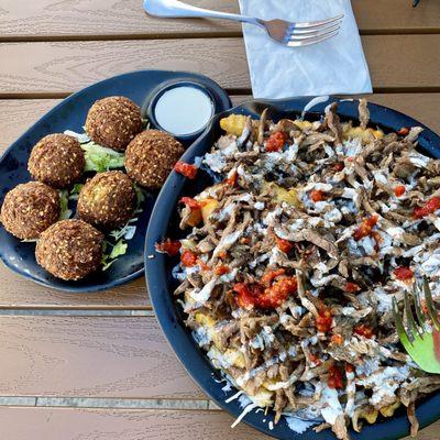 Lamb/Beef Shawarma Fries, and piping hot falafel!