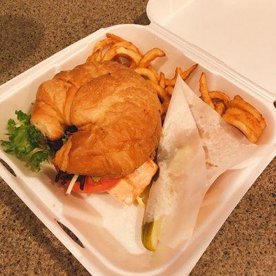 Salmon croissant sandwich