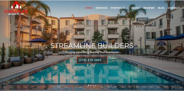 Streamline Builders, Inc. in Santa Monica new web design