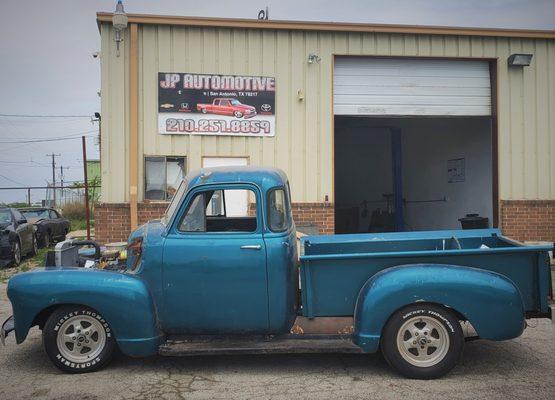 Full view of the 1952 Chevy Pickup, it's coming along nicely.