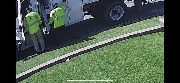 Cleaning his shoes on the turf