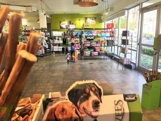 Our lobby features a variety of better dog food and treats -- never from China!