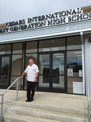 CND provided a custom backlit  sign for the debut of Cedars International Next Generation High School in Austin!