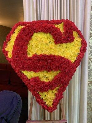 Superman logo floral arrangement