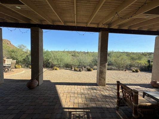 Patio with privacy and lots of saguaro