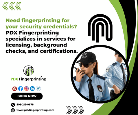 Professional Fingerprinting Services for Security Personnel by PDX Fingerprinting