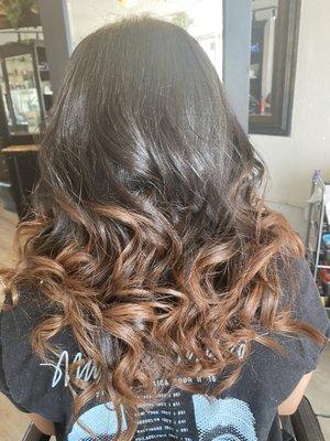 Color and cut done by Grimilda. Who would think I have thick naturally curly hair. She always delivers on what I ask.