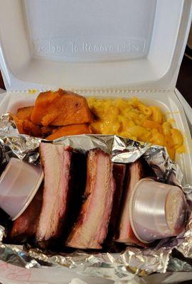 Rib plate with Mac and yams 3/18/24