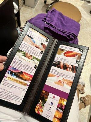 Pedicure Menu