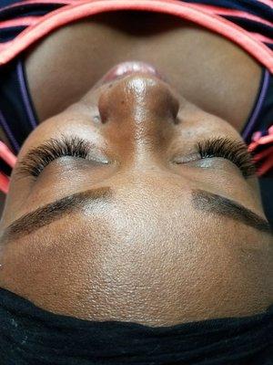 "After" her LASH EXTENSIONS.