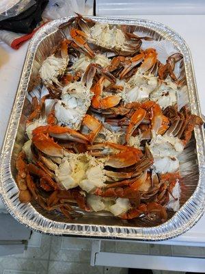 Dozen of cleaned blue crabs plus 4 extras this time.