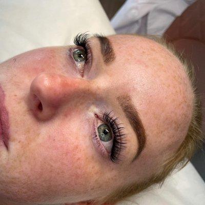 Lash extensions And eyebrow shaping with threading and tint