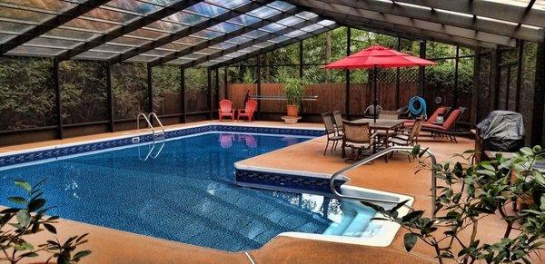 Pool enclosure with polycarbonate roof!