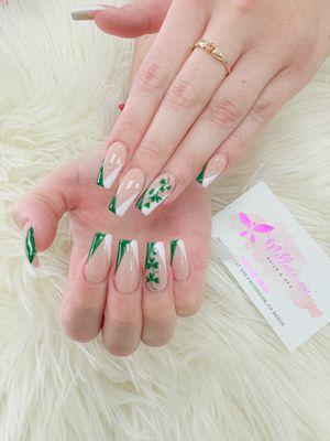 Acrylic nail with St. Patric nail art