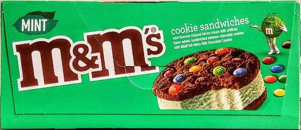 M&M's® Mint Flavored Ice Cream Cookie Sandwiches. $6.29