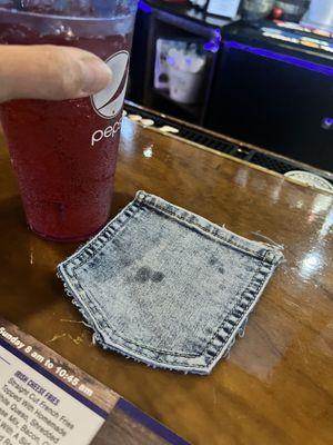 They use old denim back-pocket squares as coasters-so cute!