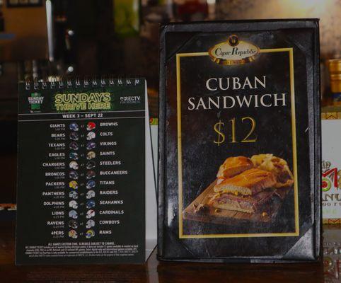 Enjoy our only food item: the Cuban sandwich! A tasty classic packed with flavors that you'll love.