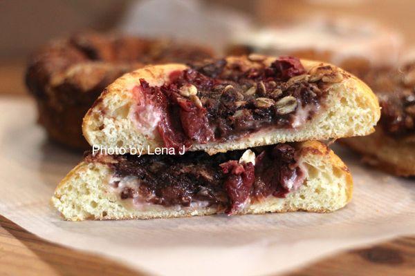 Inside of Cherry and Chocolate Brioche Bun ($4.25) - not great. Brioche is a bit dry.