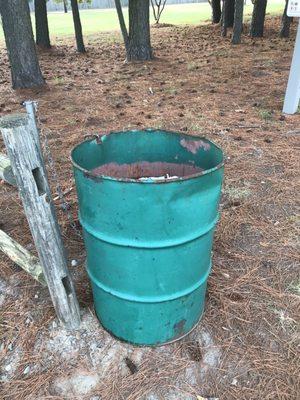 Trash can at entrance