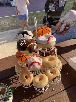 Sports themed donuts