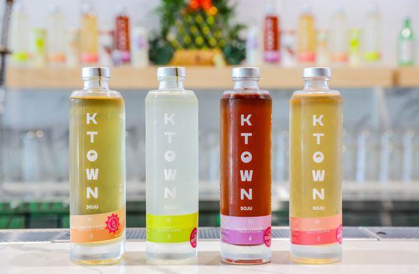 KTOWN Soju. Korean Pear, Perilla & Lime; Yuzu & Elderflower; Grape & Ginger; and Peach & Chili Pepper