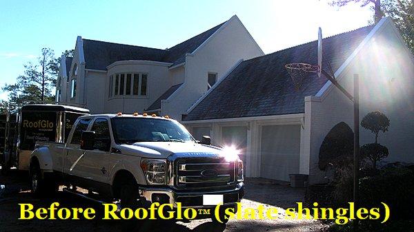 Before RoofGlo™ Zero Pressure Roof Cleaning Treatment