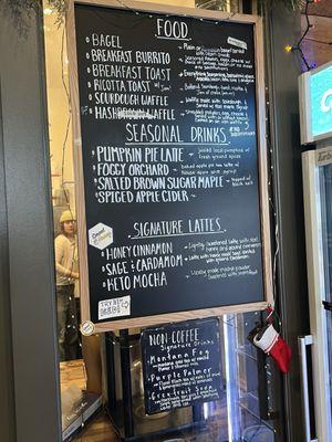 Food and special drink menu