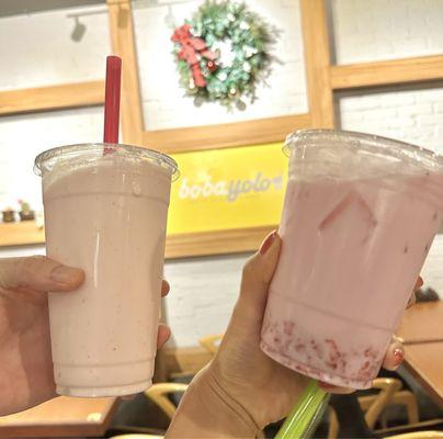 Strawberry smoothie and strawberry milk