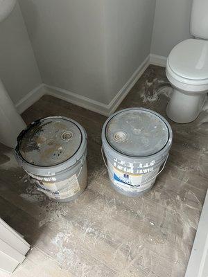 Paint on the floor and did not protect the newly installed floors