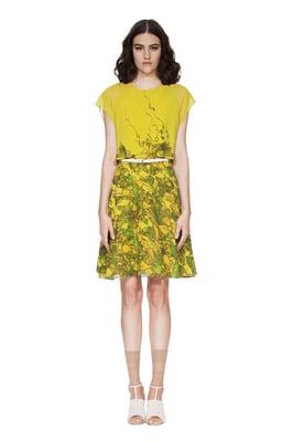 Yellow printed dress by Daniel Vosovic