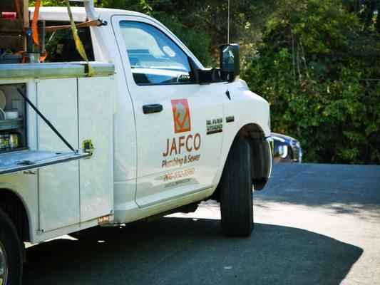 Jafco Plumbing and Sewer, parked and ready to work