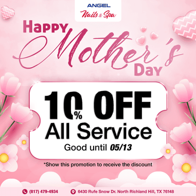 ' 
10% OFF All Services
Good until 05/13

Hey there, fabulous moms! 
 You've been putting in hard work day i